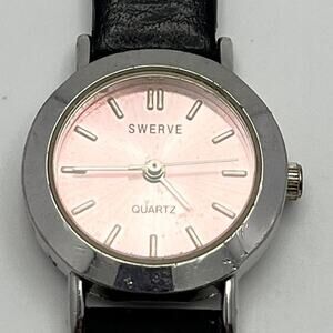 Silver pink swerve watch